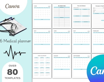 Medical Planner Printable , Healthcare Planner, Medication Tracker, Medical Binder, Blood Pressure Log, PDF A4, Letter, A5
