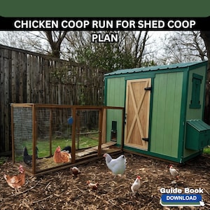 6 Chicken Coop Run Plan with building guide - DIY Outdoor Chicken Run for Shed Coop, Henhouse Woodworking Plans,Backyard Shed Coop Blueprint