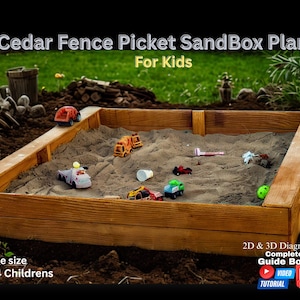 Planos de caja de arena de cedro para armar uno mismo (PDF, descarga instantánea, con instrucciones) - Planos de caja de arena para el patio trasero para niños / Planos de construcción de carpintería para principiantes