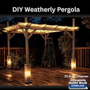 DIY Pergola build plans With Instructions - Pergola design template, wooden pergola frame, pergola with roof, Arbor Trellis Design Plans PDF