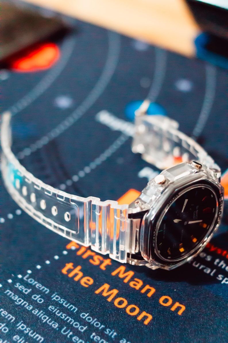 Rainbow G Style Watch | Hand-painted clear strap, Unisex rainbow image 6