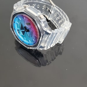Customized Vaporwave Gradient Watch | Transparent Resin Octagon, Iridescent Glass, Retro-Futuristic Style image 8