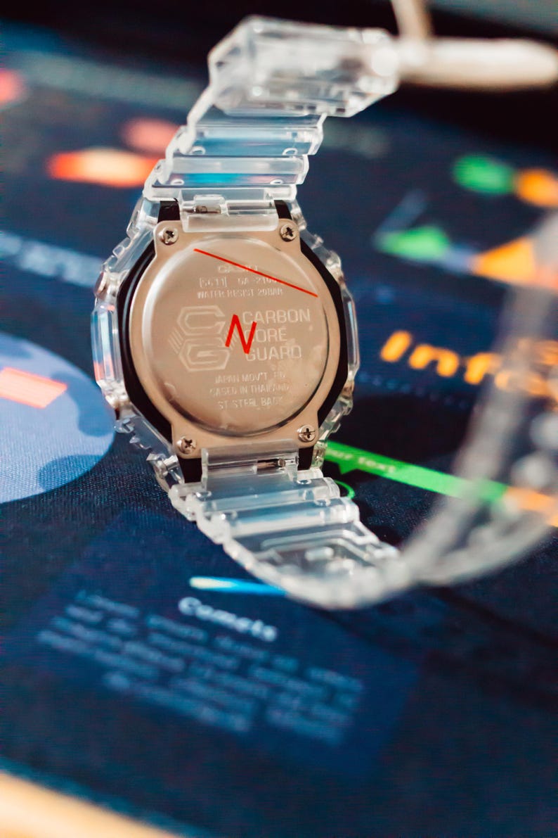 Rainbow G Style Watch | Hand-painted clear strap, Unisex rainbow image 4
