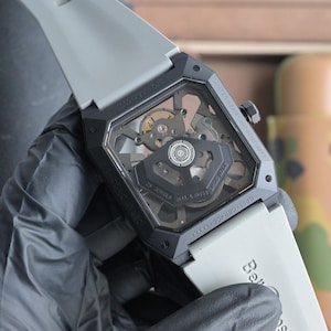 Men's Automatic Skeleton Watch – Octagonal Case, Silicone Strap, Mechanical Movement image 14