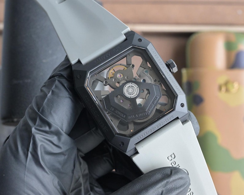 Men's Automatic Skeleton Watch – Octagonal Case, Silicone Strap, Mechanical Movement image 14