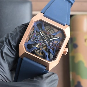 Men's Automatic Skeleton Watch – Octagonal Case, Silicone Strap, Mechanical Movement image 3