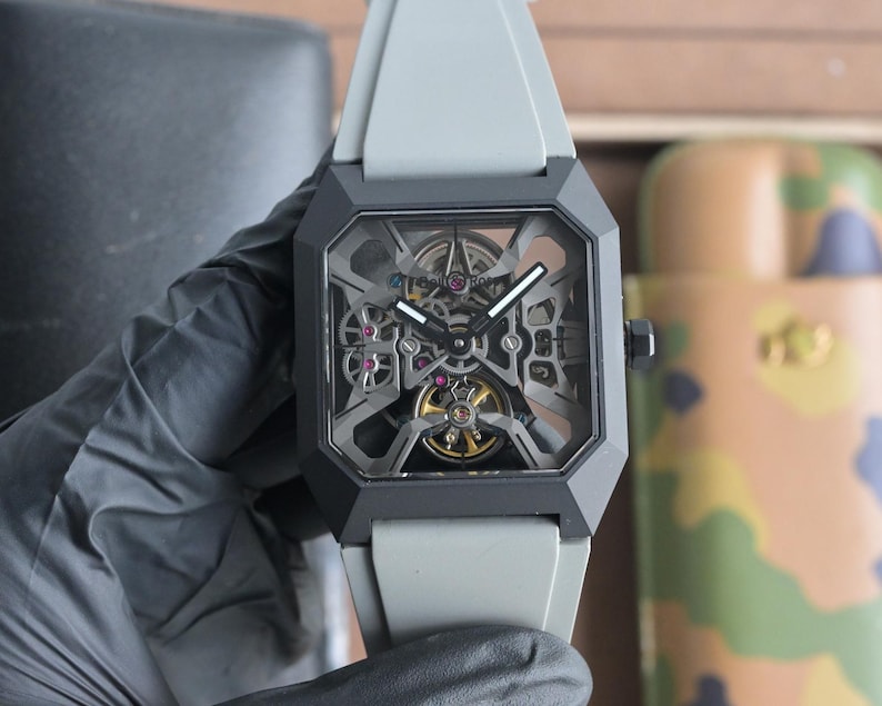 Men's Automatic Skeleton Watch – Octagonal Case, Silicone Strap, Mechanical Movement image 5