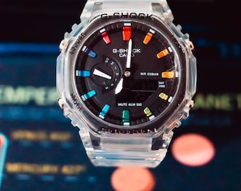 Rainbow G Style Watch | Hand-painted clear strap, Unisex rainbow