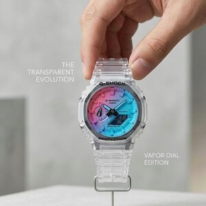 Customized Vaporwave Gradient Watch | Transparent Resin Octagon, Iridescent Glass, Retro-Futuristic Style image 3