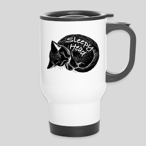 14 oz Double Wall Stainless Steel Travel Mug with Handle, Fun Cat Print, Perfect for Tea or Coffee Lovers