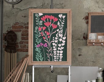 Wildflower Botanical Poster – Floral wall art for cozy and elegant Interiors – Colorful and modern Scandinavian inspired illustration