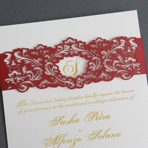 Laser cut invitation belly band