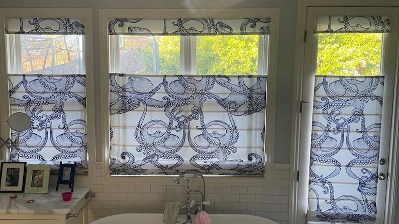 Top Down Bottom Up Roman Shade Custom made window curtain, blackout options for bedroom windows, kitchen windows, bathroom windows, laundry image 6