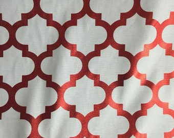 Metallic Red Quatrefoil fabric by the yard