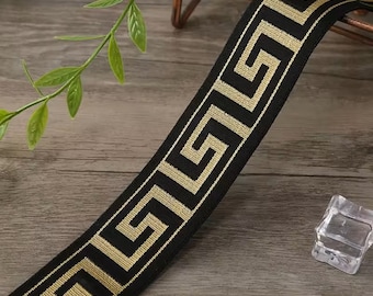 Decorative Trim by the Yard - Greek Key Black and Gold