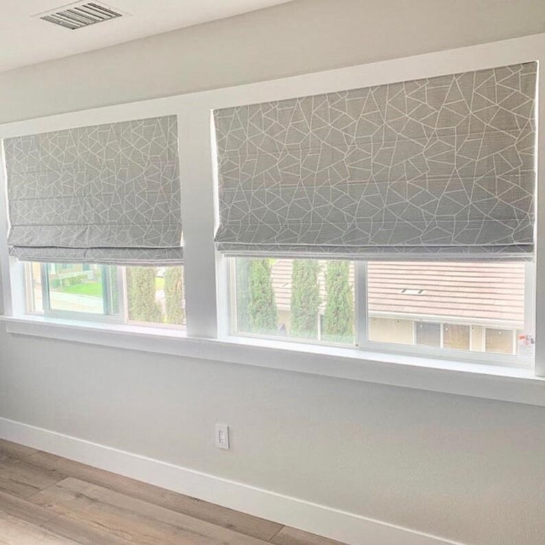 Flat Roman Shades in Your Fabric and Blackout Lining Custom Etsy