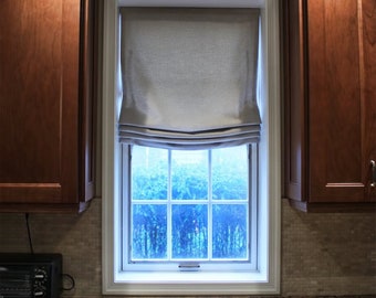 Faux Roman Shade, Flat Roman Shade, Relaxed Roman Shade, Flat Slat Roman Shade, or Hobbled Roman Shade, can be made blackout window shade