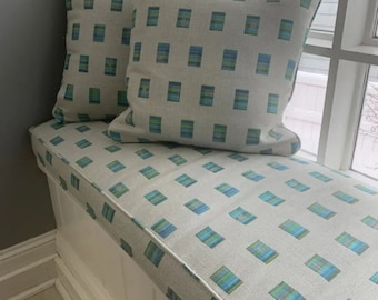 Custom made window seat cushion, bench seat made to order