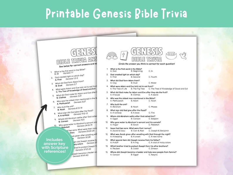 Genesis Bible Trivia, Genesis Bible Game for Kids, Genesis Kids Bible