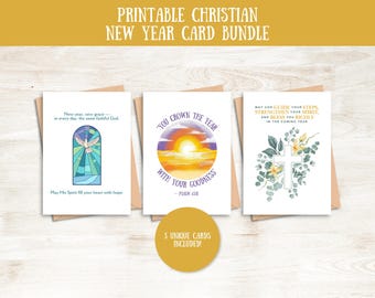 Christelijke nieuwjaarskaartbundel, op geloof gebaseerde nieuwjaarskaarten, religieuze nieuwjaarswenskaartenset, christelijke gelukkig nieuwjaarscadeaus