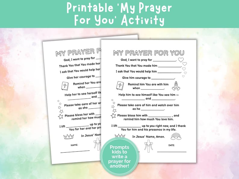 My Prayer for You Activity, Kids Prayer Worksheet, Sunday School ...