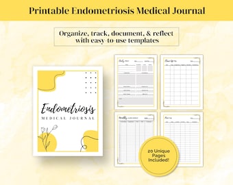 Endometriosis Medical Journal, Endometriosis Medical Binder, Period Tracker, Symptom Tracker, Chronic Pain Log, Chronic Illness Journal