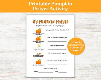 Pumpkin Prayer Activity, Christian Halloween Kids Activity, Fall Sunday School Lesson, Trunk or Treat Handout, Kids Fall Prayer Activity