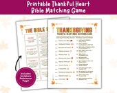 Thankful Heart Bible Matching Game, Christian Thanksgiving Game, Fall Sunday School Activity, Thanksgiving Kids Bible Game, Fall Church Game