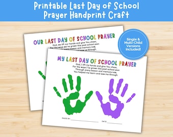 Last Day of School Prayer Handprint Craft, Christian Kids End of School Year Handprint Art, School Prayer Craft, Religious School Keepsake