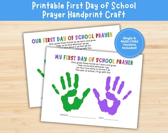 First Day of School Handprint Craft, First Day of School Prayer, Back to School Handprint Craft, Back to School Prayer, Christian Printable