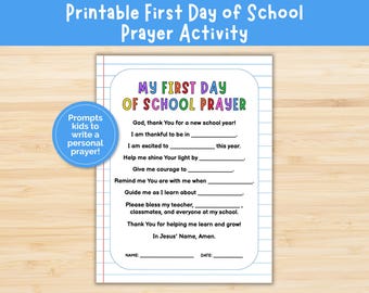 First Day of School Prayer Activity, Back to School Prayer Activity, Student Backpack Blessing Activity, Christian School Printable