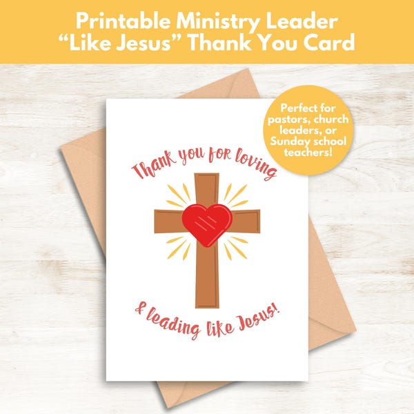 Tarjeta de agradecimiento "Como Jesús" para líderes ministeriales, tarjeta de agradecimiento para pastores de niños, tarjeta cristiana de agradecimiento para maestros de escuela dominical, regalo para pastores.