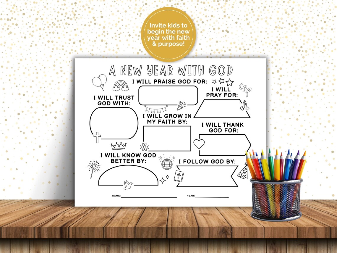 A New Year With God Activity, Religious New Year Resolutions Worksheet ...