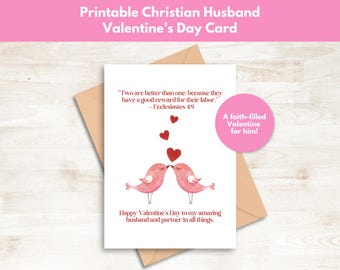 Christian Husband Valentine’s Day Card, Religious Husband Valentine, Romantic Valentine’s Card For Him, Valentine Scripture Greeting Card
