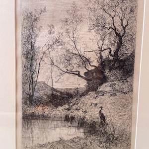 Adolphe Appian Original Etching - Une Mare - Signed and Dated - Professionally framed