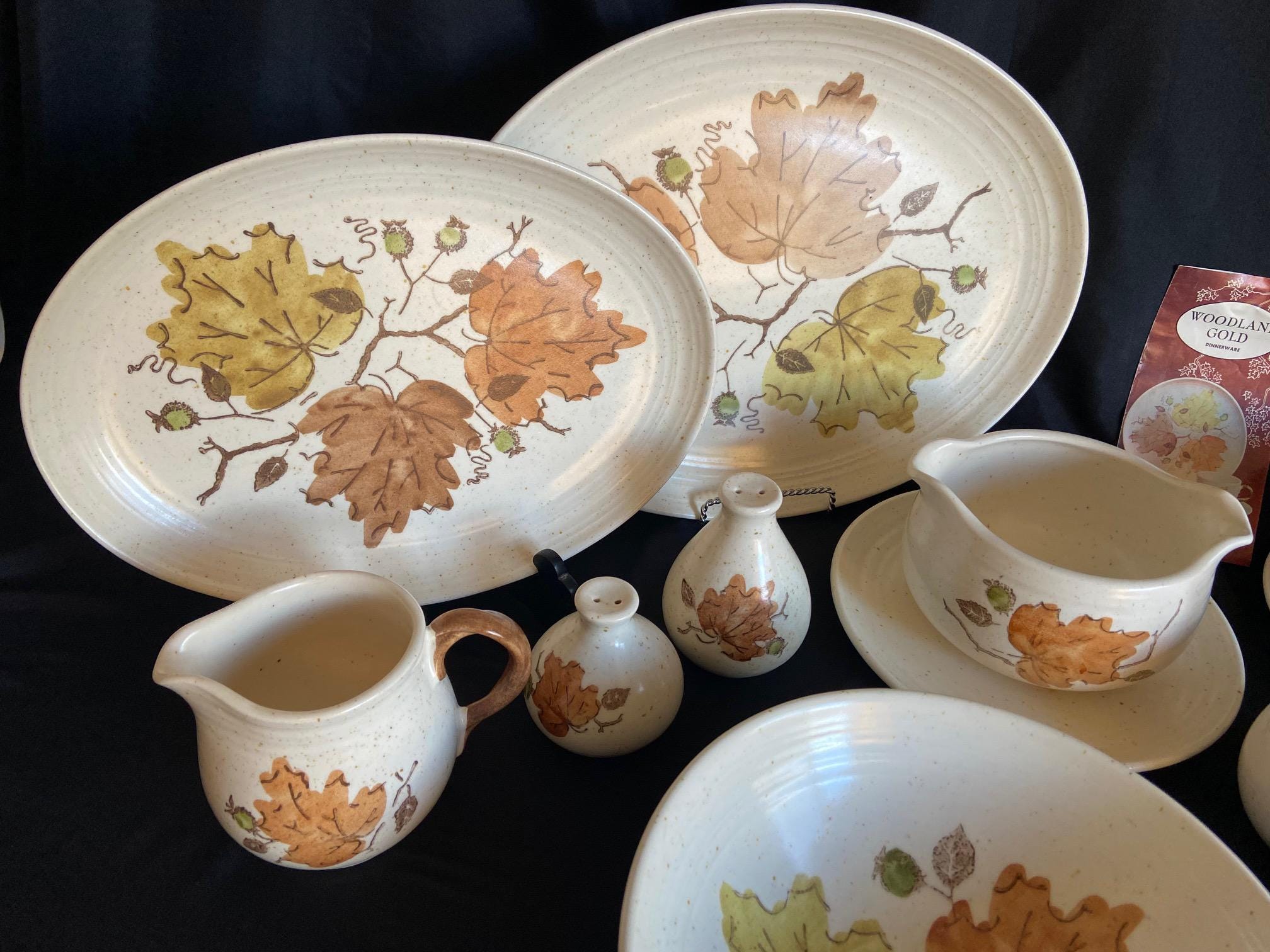 MCM Metlox Poppytrail Dinnerware Set – 58 Piece Woodland Gold