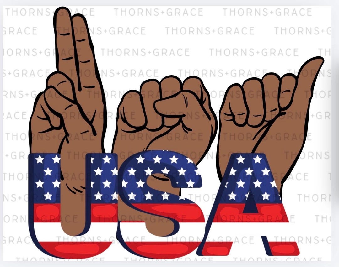 Patriotic ASL USA | Sign Language PNG | Independence Day Sublimation ...