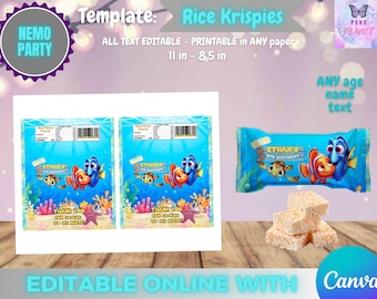 Nemo Birthday - Rice Krispies Template, EDIT Yourself in CANVA.