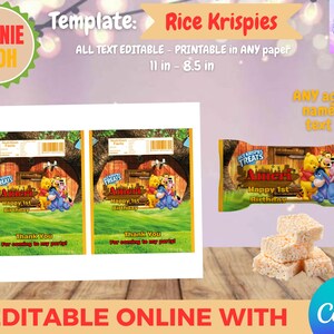 Modello per il compleanno di Winnie the Pooh - Rice Krispies, MODIFICALO tu stesso in CANVA.
