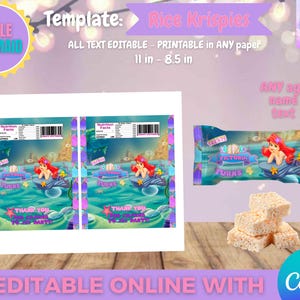 Little Mermaid Birthday - Rice Krispies Template, EDIT Yourself in CANVA. image 1