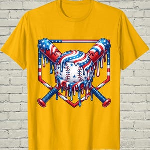Boys Baseball Shirt, USA Flag Drip Style, Fourth Of July Gift For Son, Patriotic Kids Tee, Youth Summer Apparel, Toddler Sports Top image 14