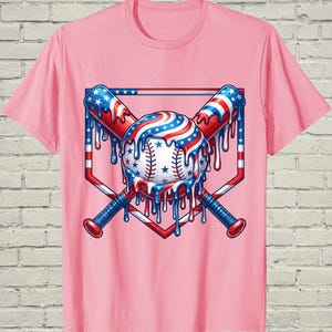 Boys Baseball Shirt, USA Flag Drip Style, Fourth Of July Gift For Son, Patriotic Kids Tee, Youth Summer Apparel, Toddler Sports Top image 16