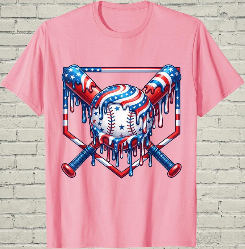 Boys Baseball Shirt, USA Flag Drip Style, Fourth Of July Gift For Son, Patriotic Kids Tee, Youth Summer Apparel, Toddler Sports Top image 16