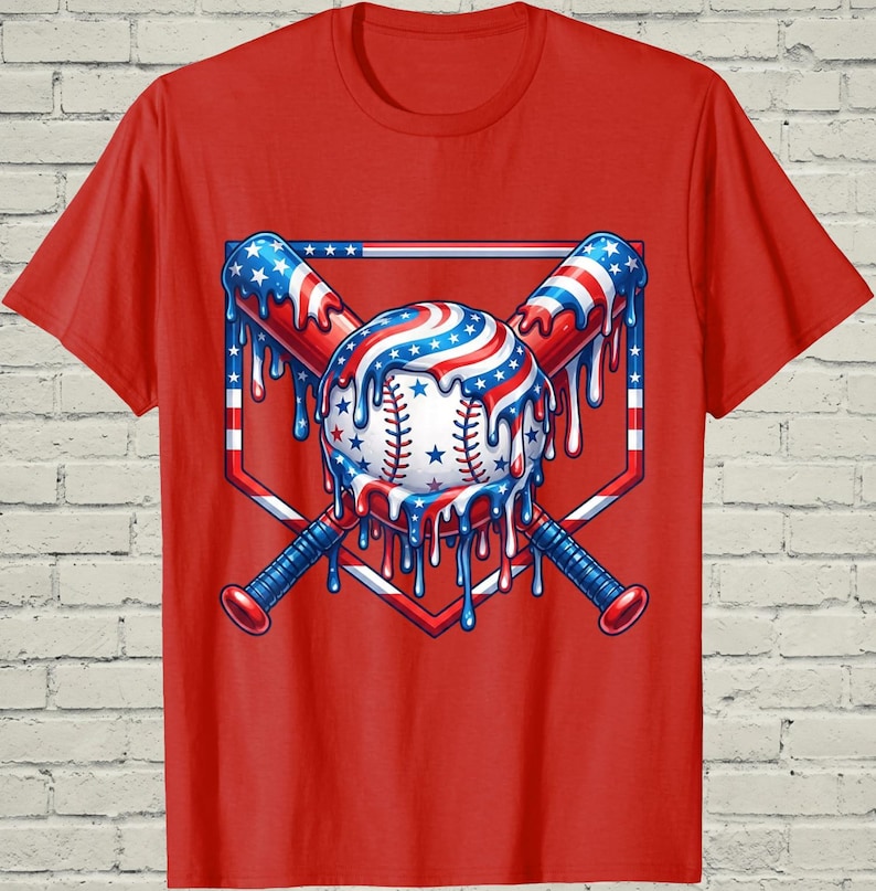 Boys Baseball Shirt, USA Flag Drip Style, Fourth Of July Gift For Son, Patriotic Kids Tee, Youth Summer Apparel, Toddler Sports Top image 13