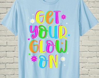 In My Glowing Era Shirt, Neon Party Group Tops, Retro Birthday Trip Gift For Friends Squad, Matching Bachelorette Clothing