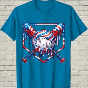 Boys Baseball Shirt, USA Flag Drip Style, Fourth Of July Gift For Son, Patriotic Kids Tee, Youth Summer Apparel, Toddler Sports Top image 11