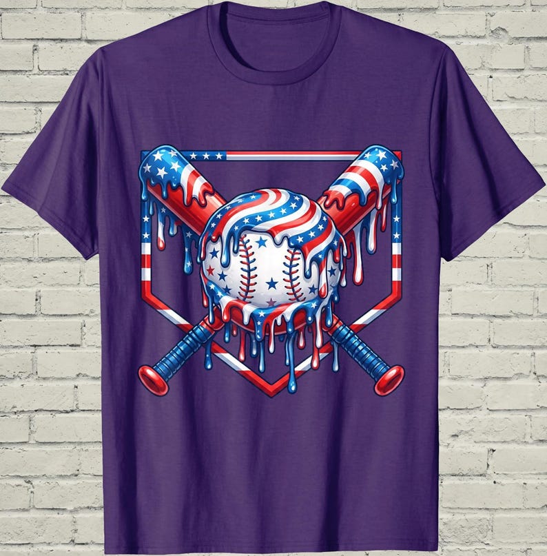 Boys Baseball Shirt, USA Flag Drip Style, Fourth Of July Gift For Son, Patriotic Kids Tee, Youth Summer Apparel, Toddler Sports Top image 9