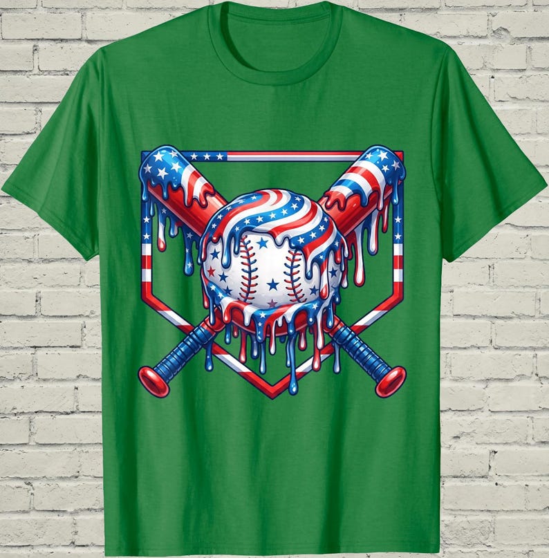 Boys Baseball Shirt, USA Flag Drip Style, Fourth Of July Gift For Son, Patriotic Kids Tee, Youth Summer Apparel, Toddler Sports Top image 7