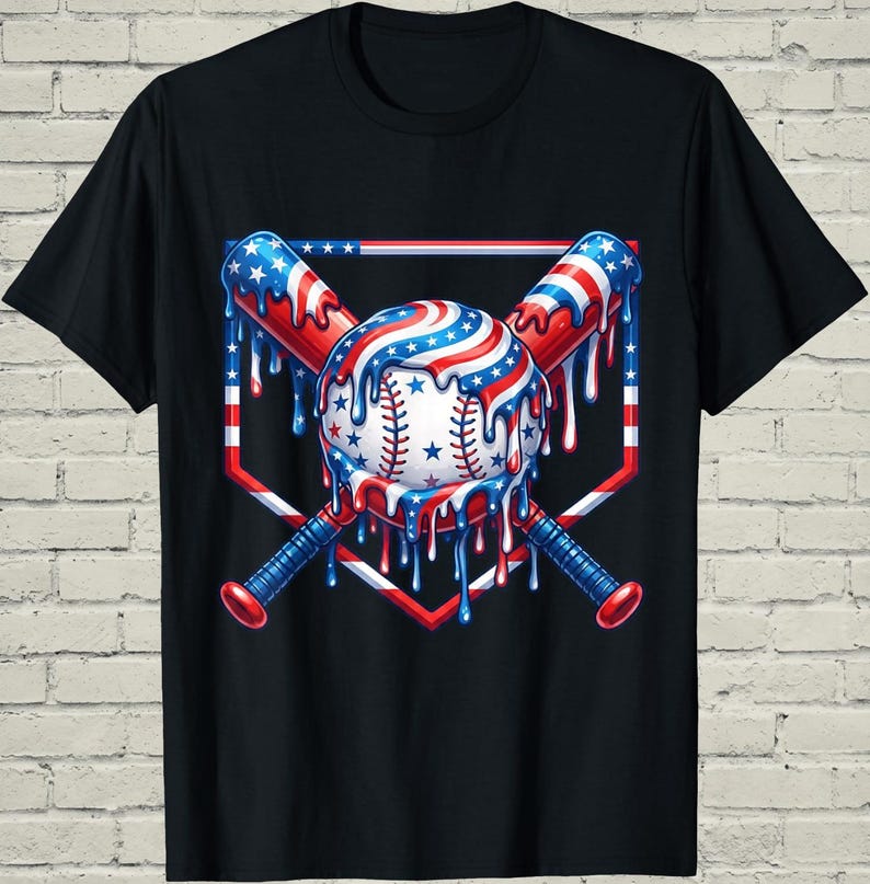 Boys Baseball Shirt, USA Flag Drip Style, Fourth Of July Gift For Son, Patriotic Kids Tee, Youth Summer Apparel, Toddler Sports Top image 8