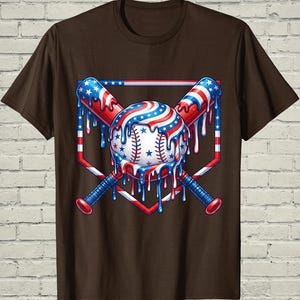Boys Baseball Shirt, USA Flag Drip Style, Fourth Of July Gift For Son, Patriotic Kids Tee, Youth Summer Apparel, Toddler Sports Top image 15